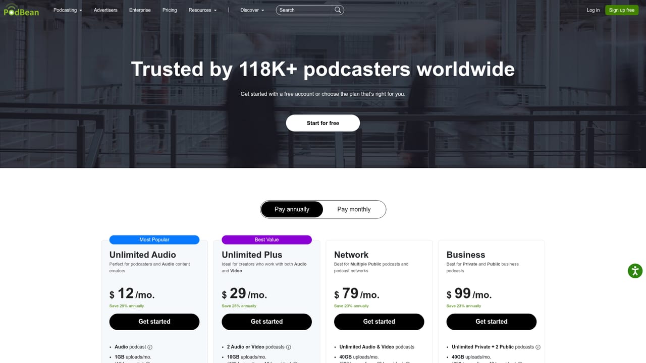 Podbean AI — Choose a hosting plan with AI Credits