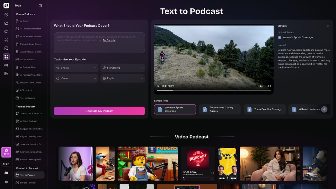 PodcastorAI — Generate the audio episode