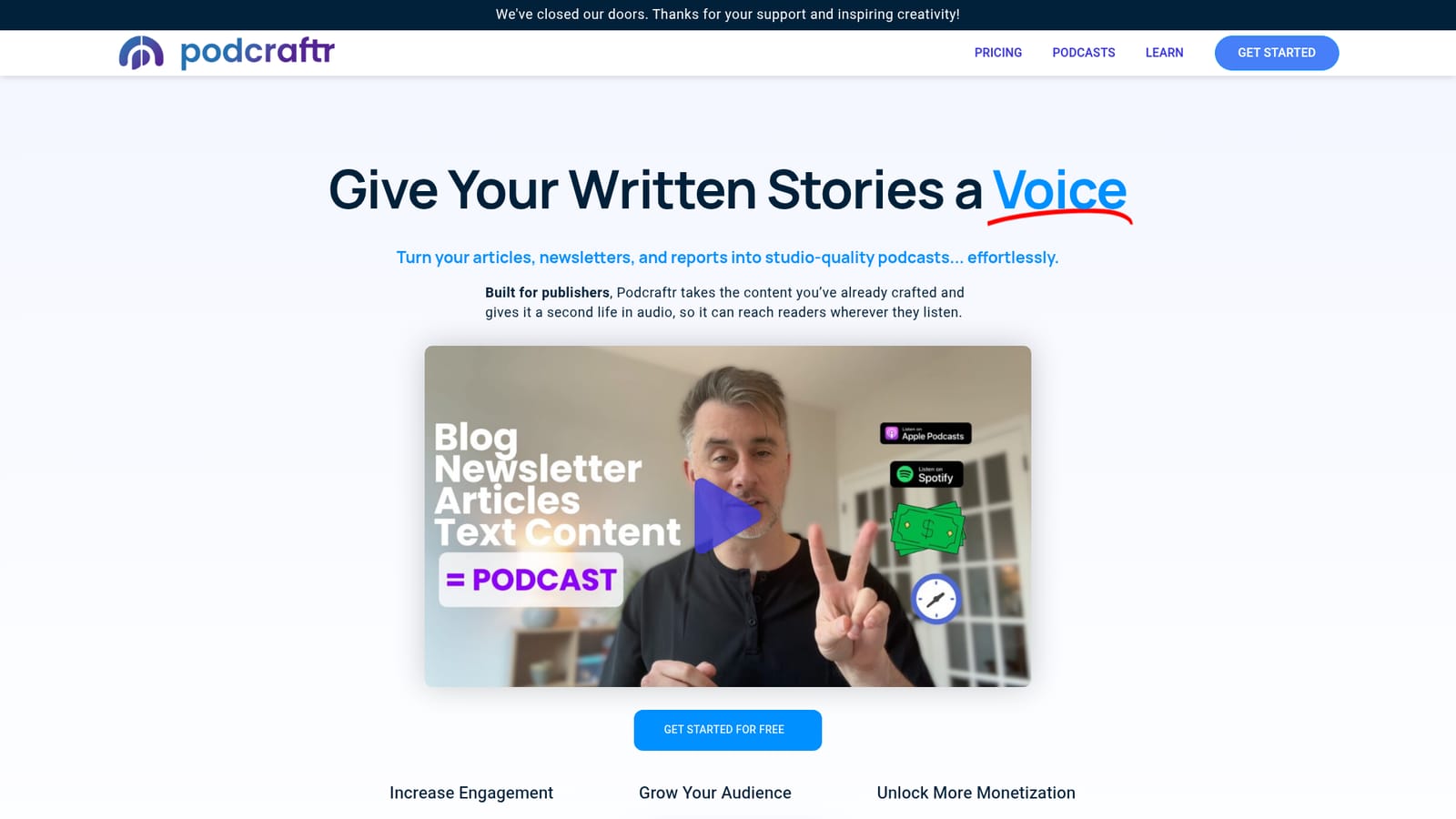 Podcraftr — Create your free account