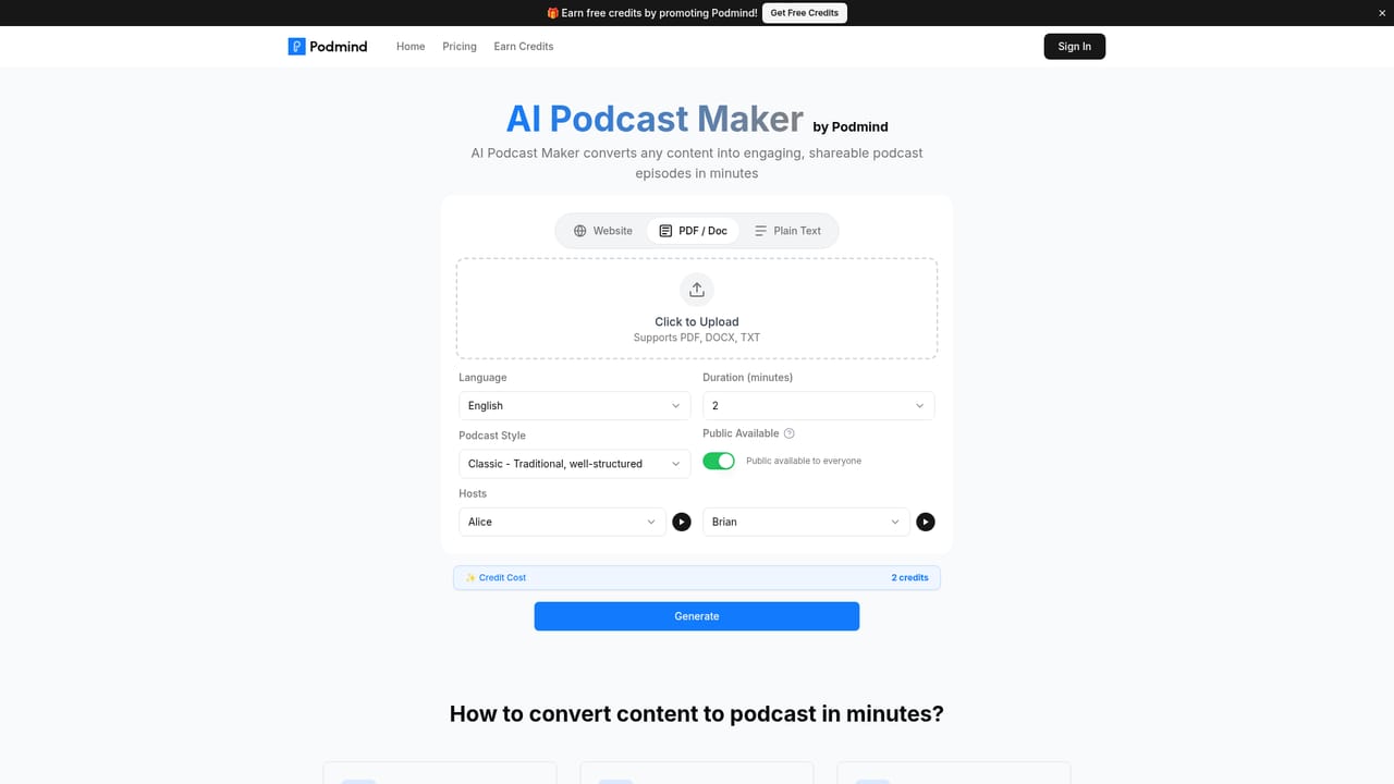 PodMind — Start a new podcast