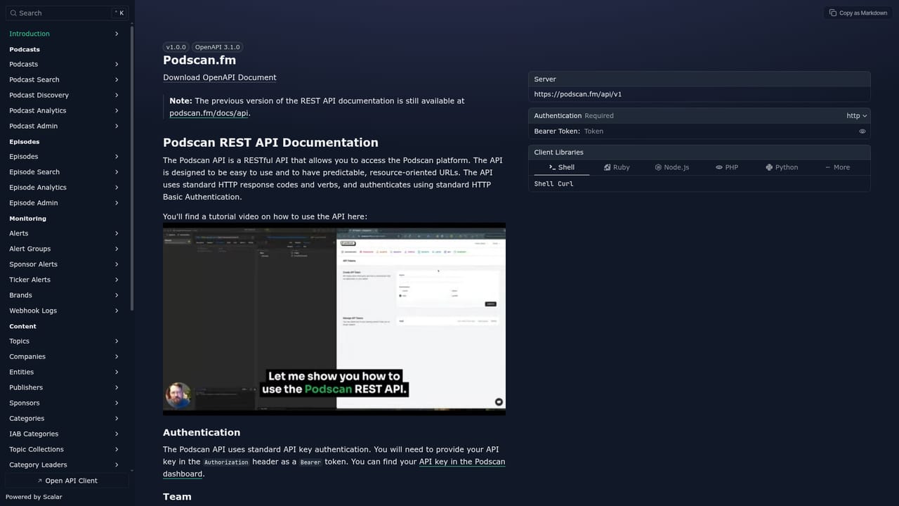 Podscan — Connect the API or MCP