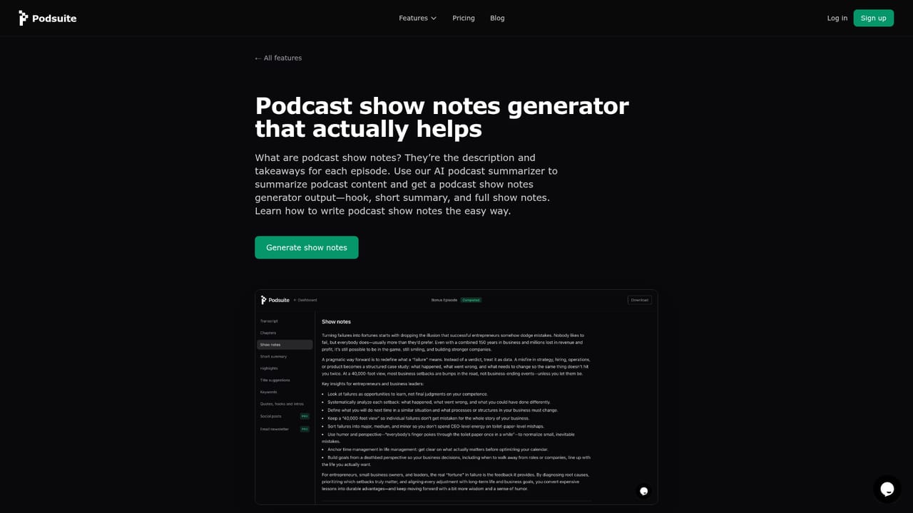 Podsuite — Generate the written assets