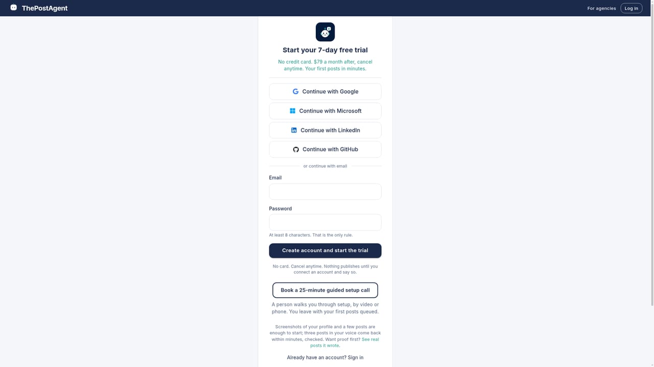PostAgent — Start the free trial