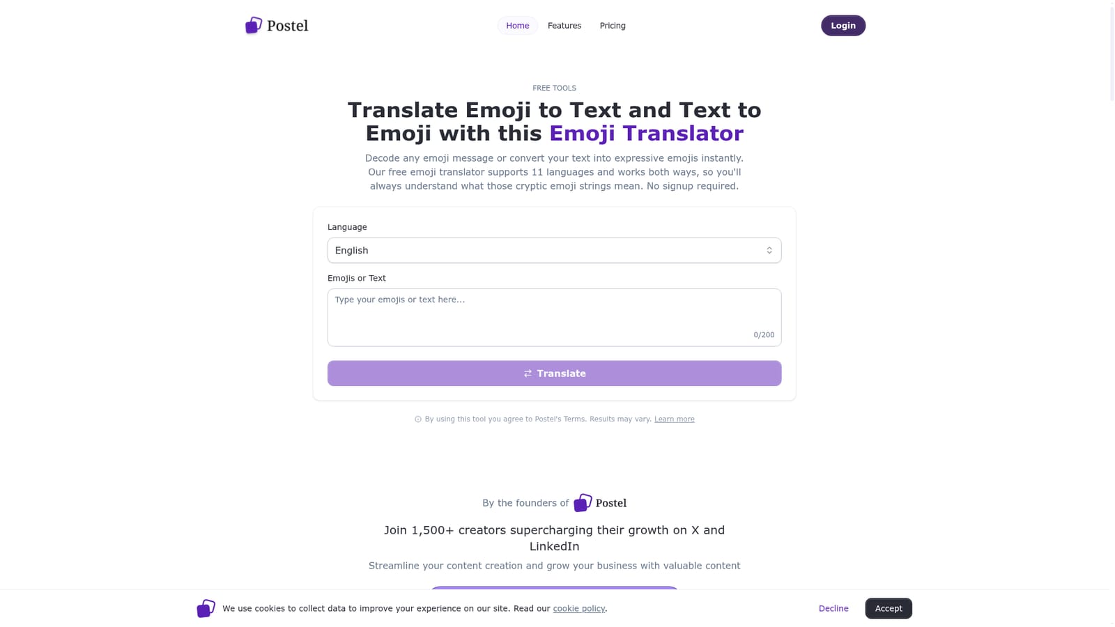 Postel — Open the emoji translator