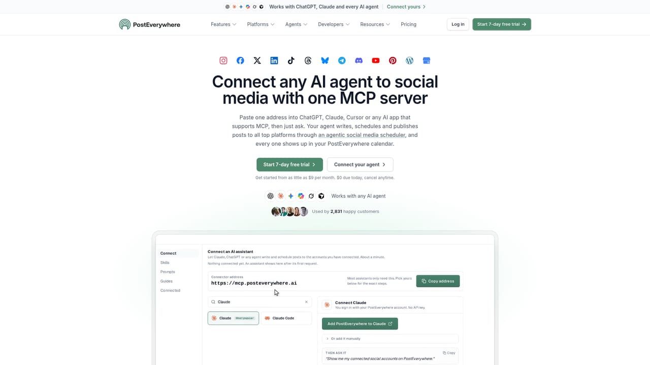 PostEverywhere — Connect your AI agent