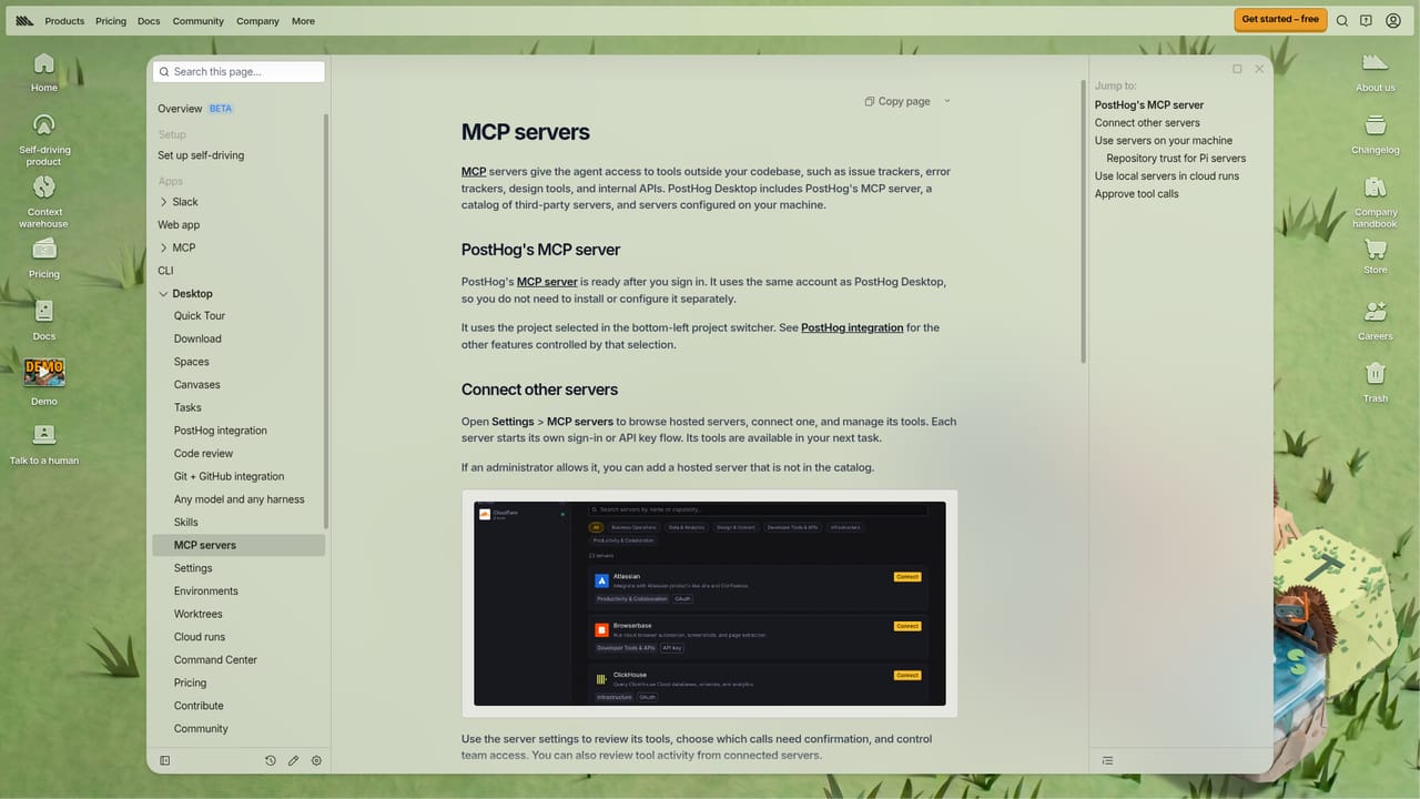 PostHog Desktop — Extend agents through MCP servers