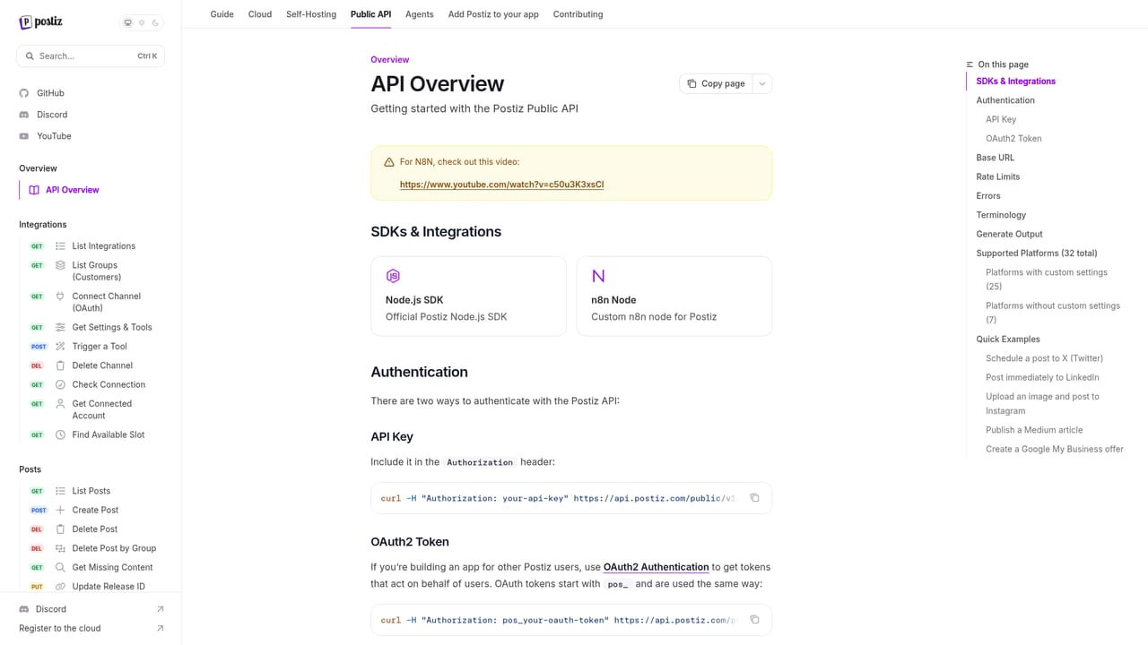 Postiz — Extend with the API or self host