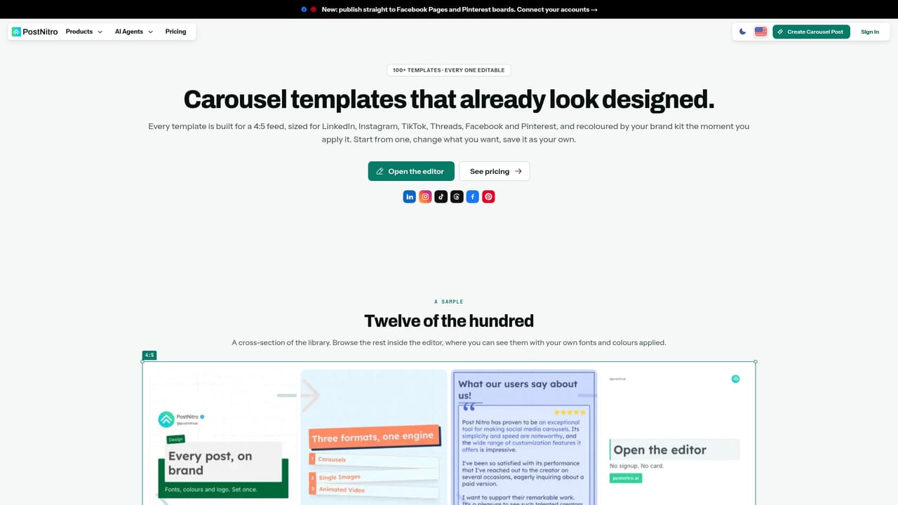 PostNitro — Browse and pick a starting template