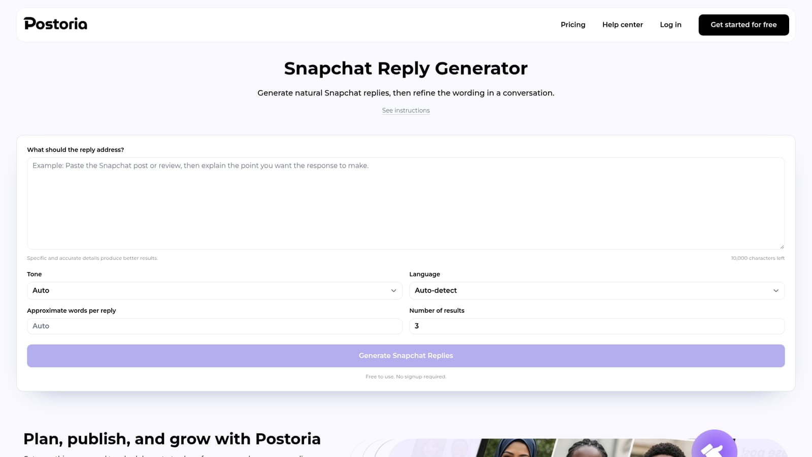 Postoria — Paste the source and your goal