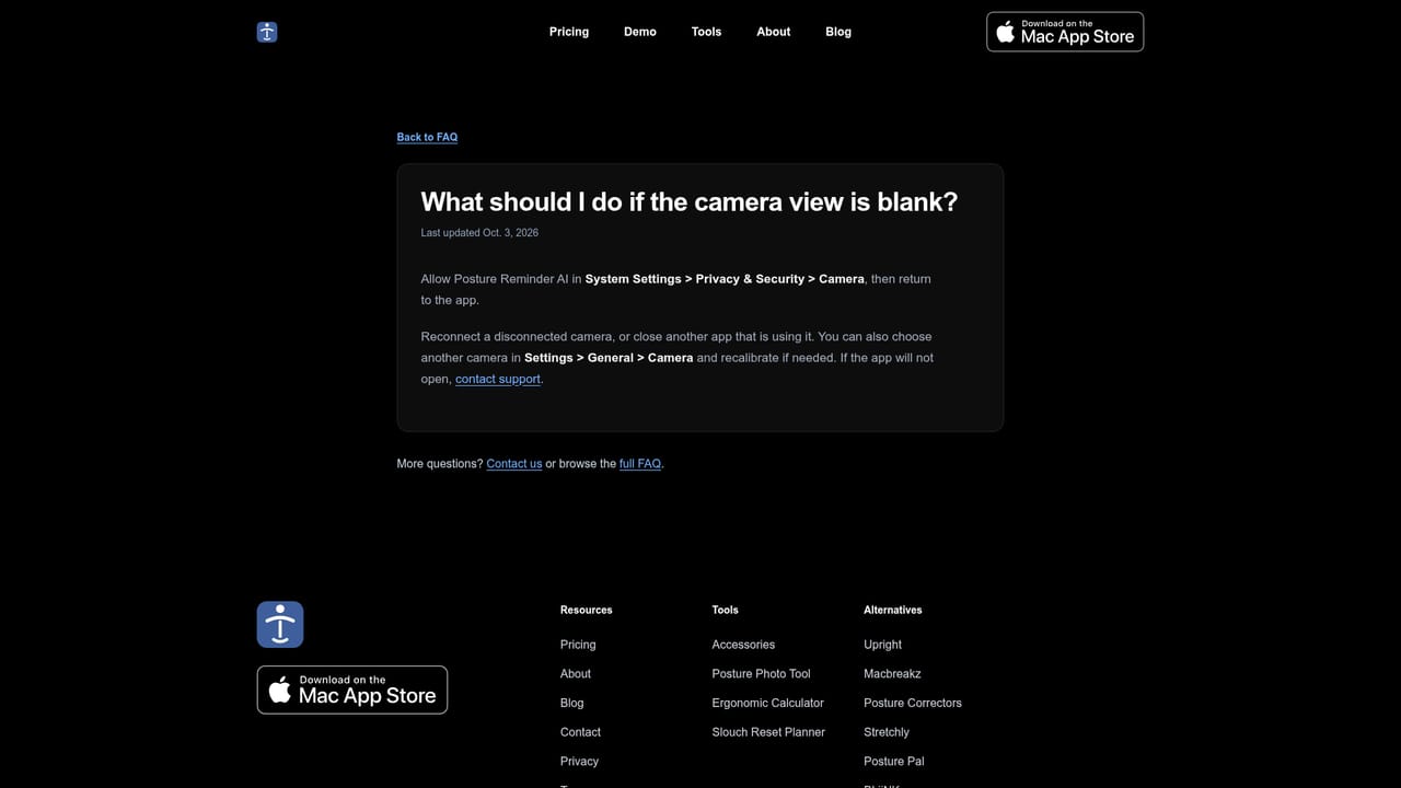 Posture Reminder App — Grant camera and notification access