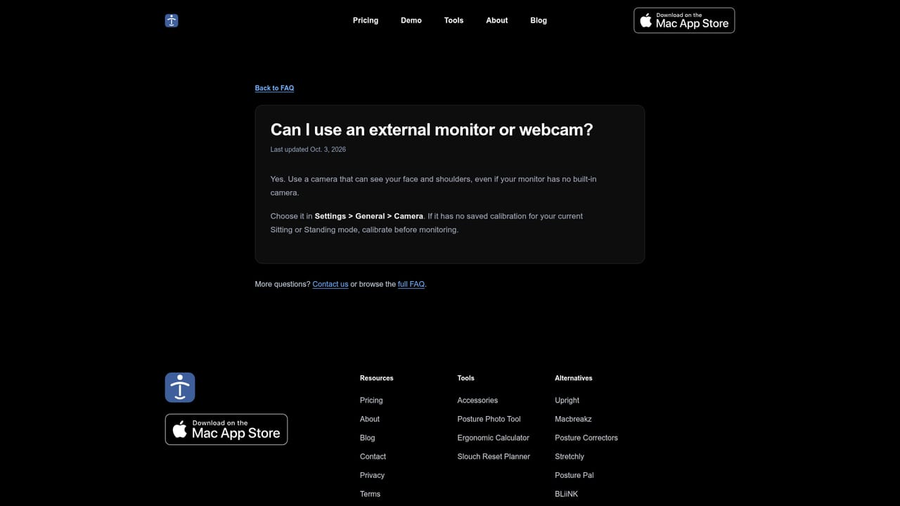 Posture Reminder App — Choose your camera