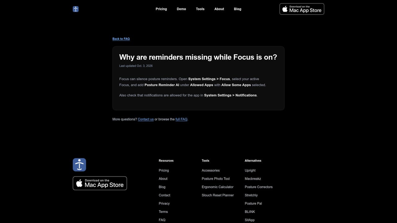 Posture Reminder App — Keep alerts from being silenced