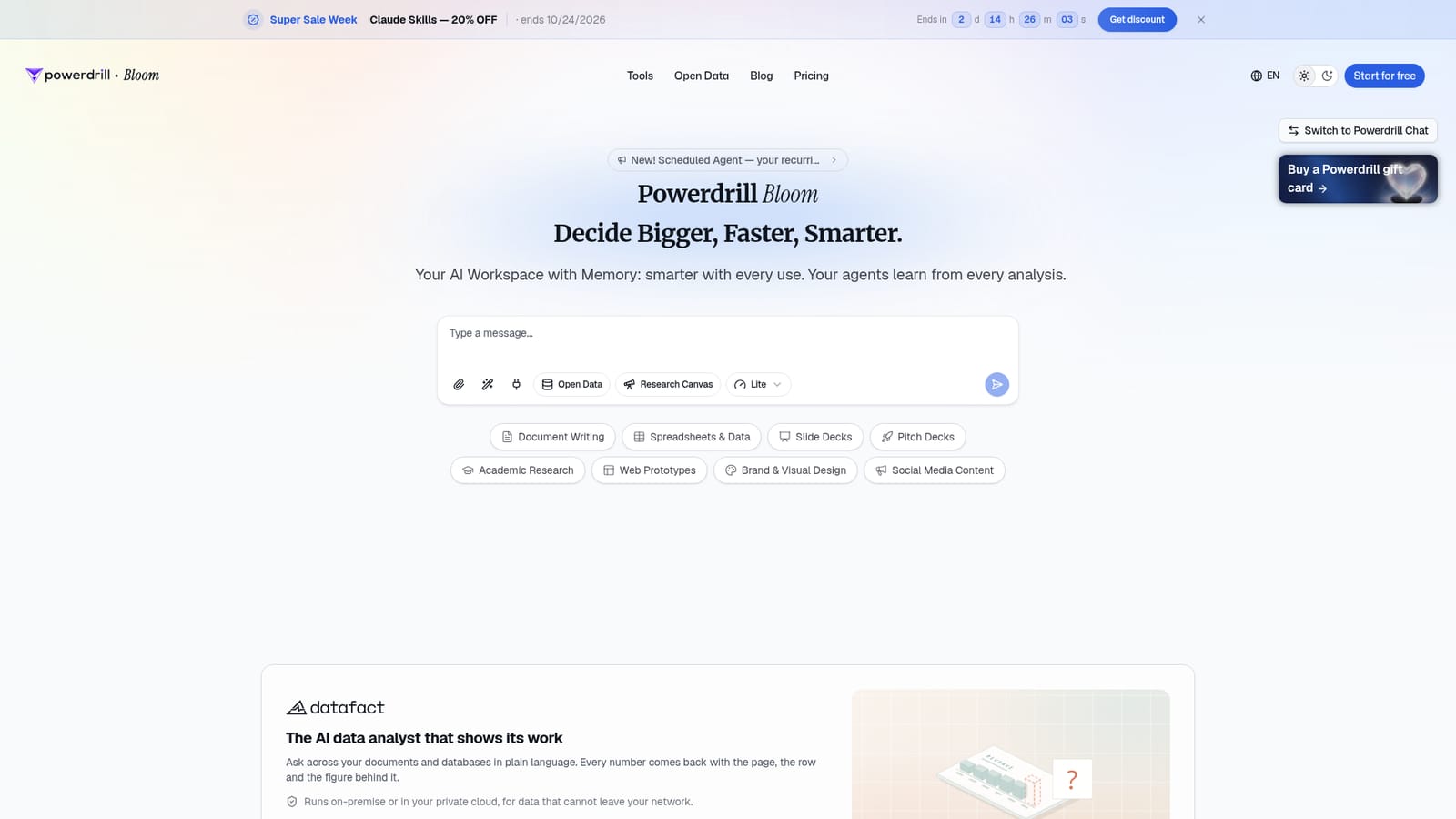 Powerdrill — Open the workspace