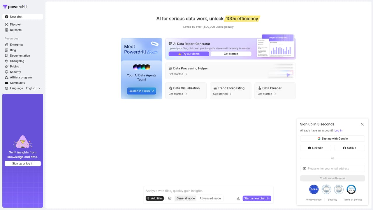 Powerdrill — Switch to Powerdrill Chat if you prefer a conversational start