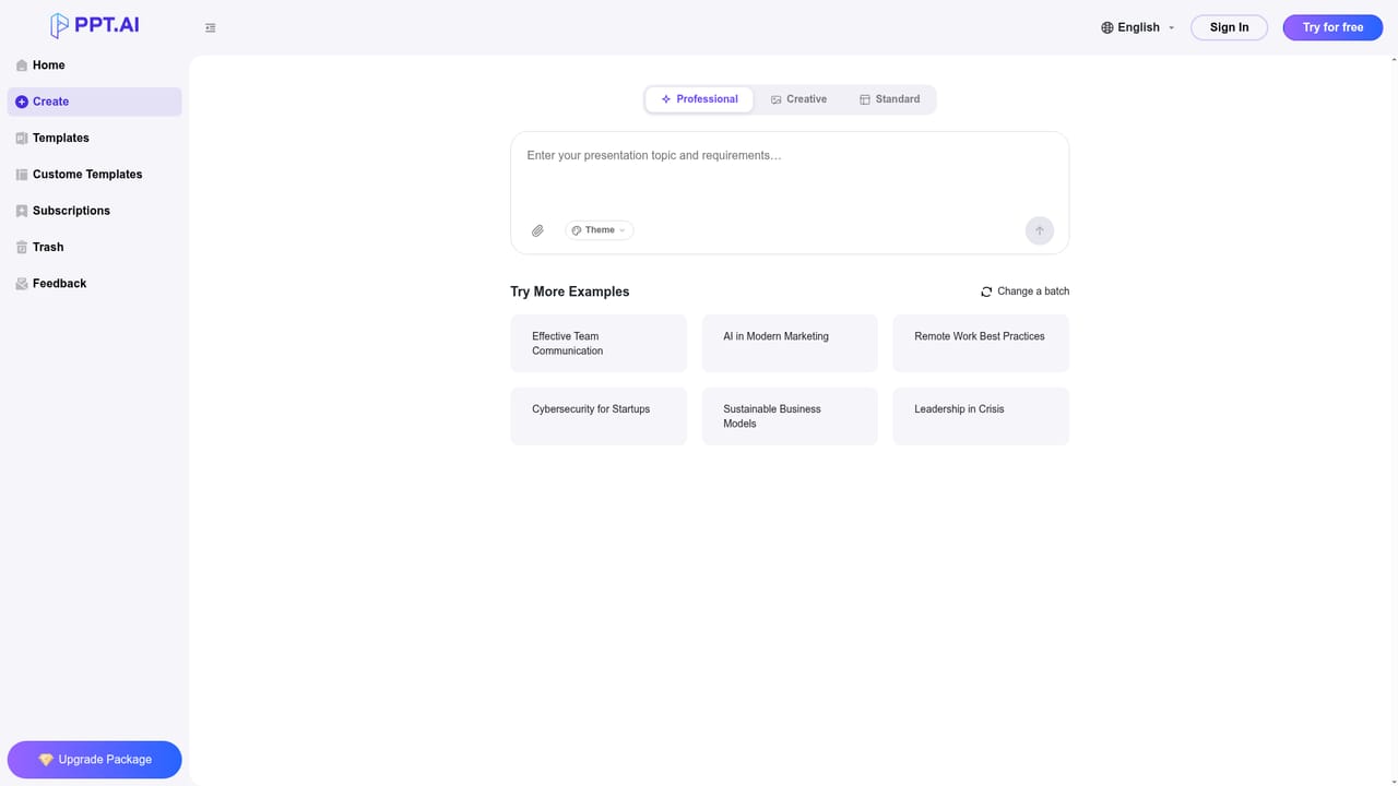 PPT.AI — Choose your input method