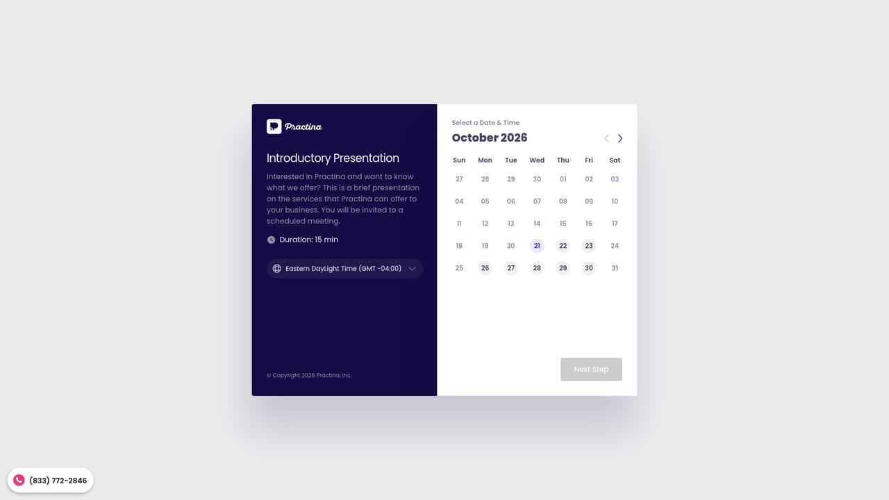 Practina — Book a walkthrough