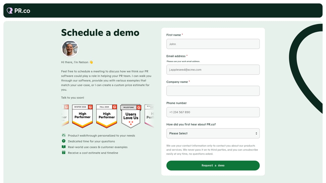 PR.co — Book a walkthrough of the platform