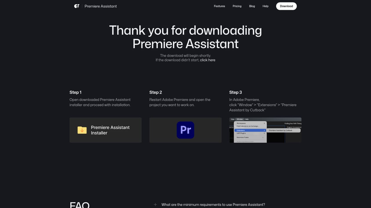 Premiere Assistant by Cutback — Install the plugin