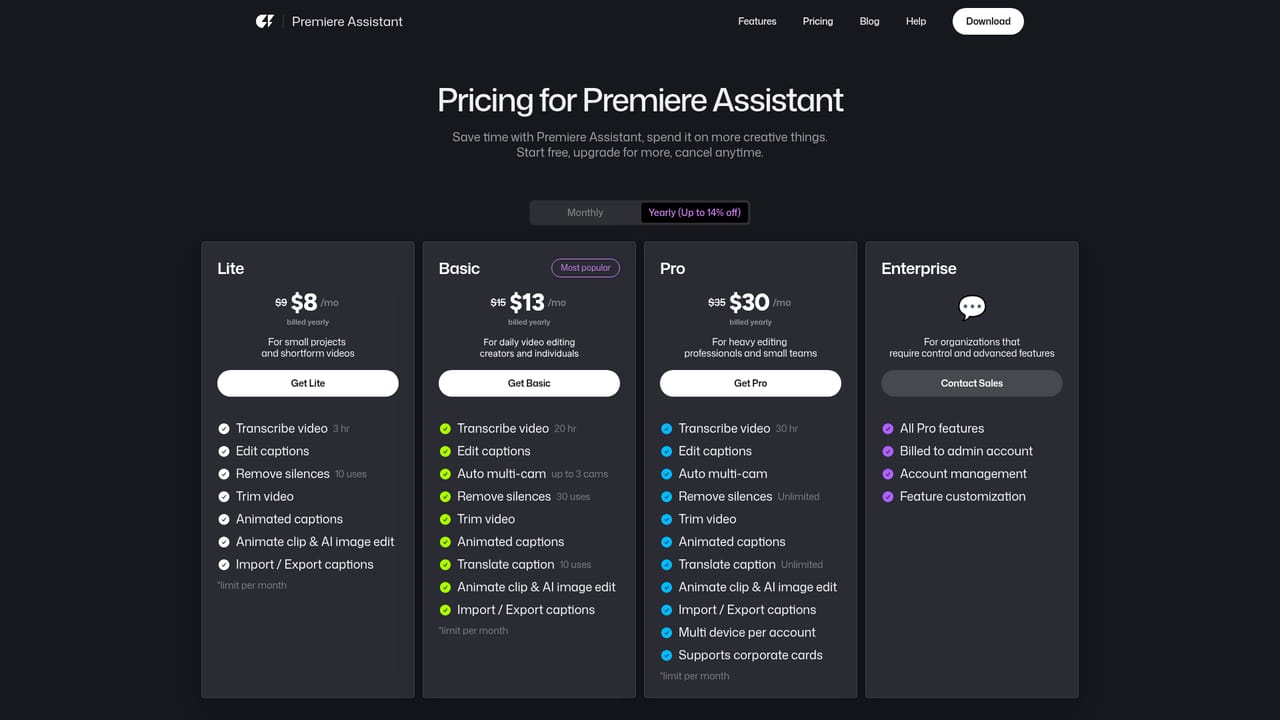 Premiere Assistant by Cutback — Review the plans
