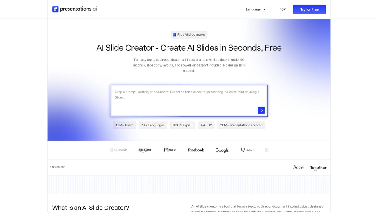 PresentationsAI — Refine slide by slide