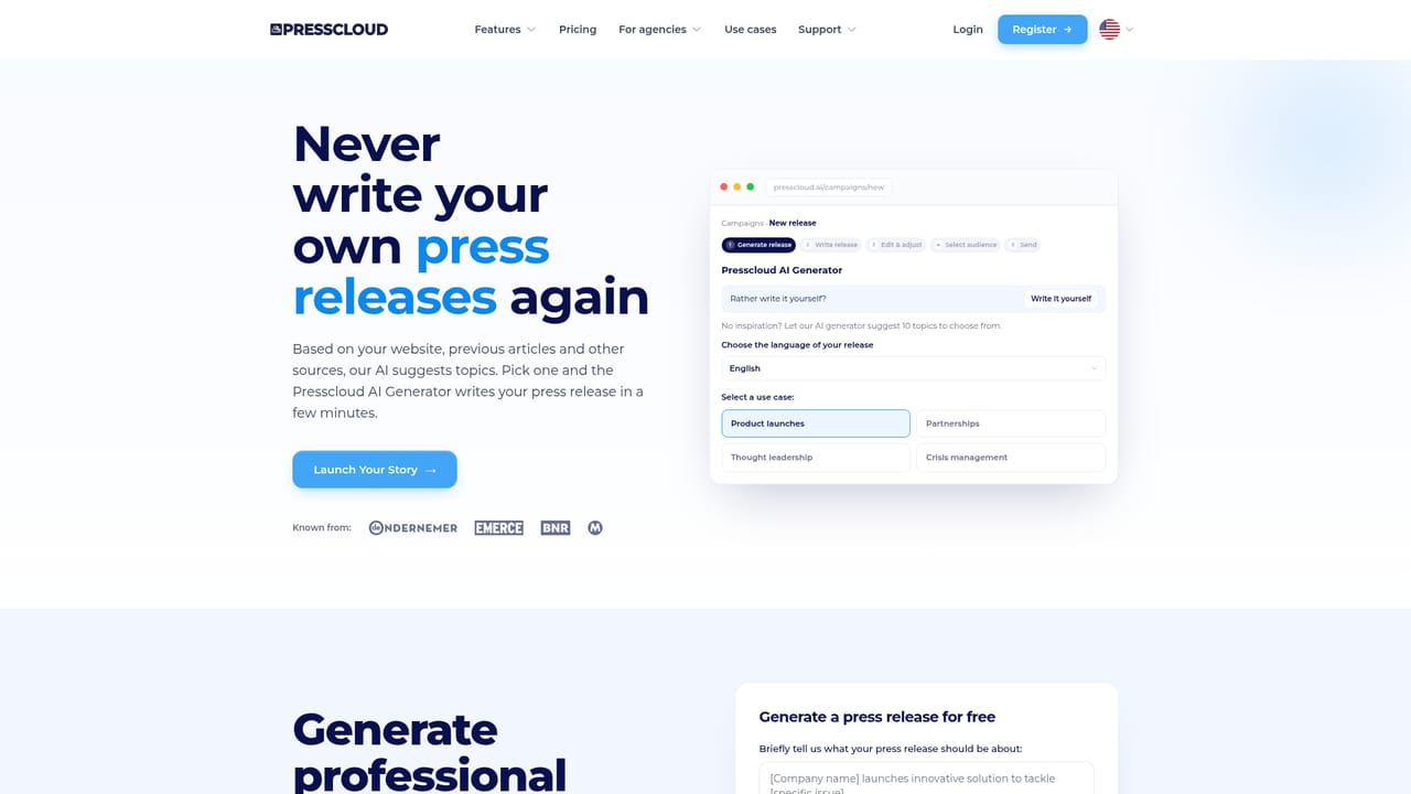 Presscloud.ai — Generate the press release