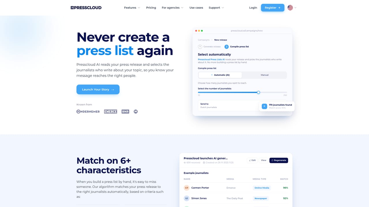 Presscloud.ai — Build the press list