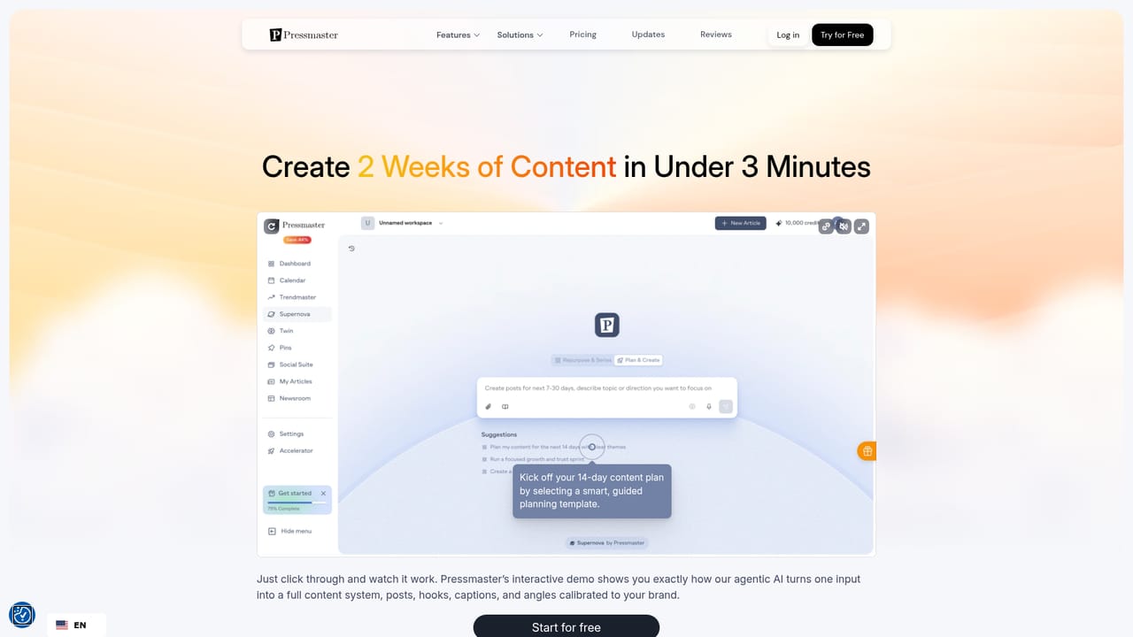 Pressmaster — Check the clickable demo before signing up