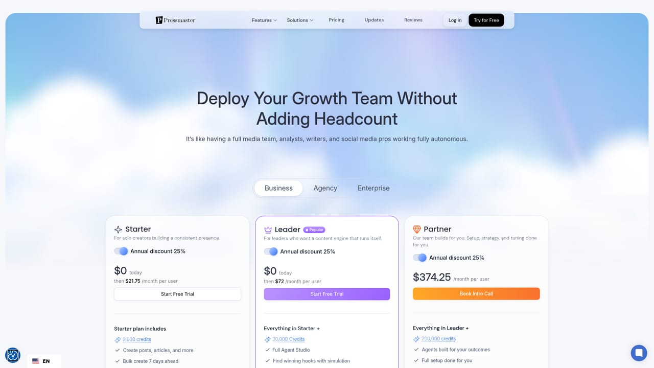 Pressmaster — Compare plans and start free