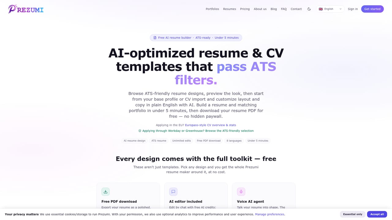 Prezumi — Pick a resume design