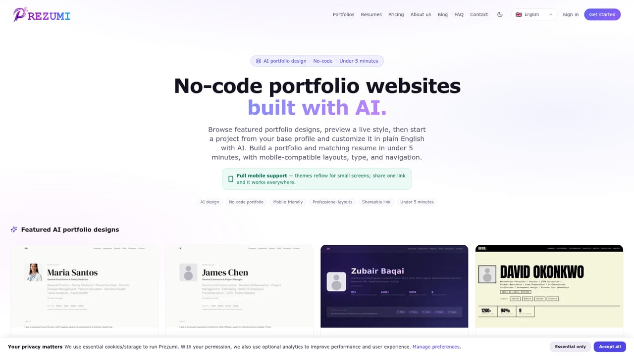 Prezumi — Pick a portfolio design