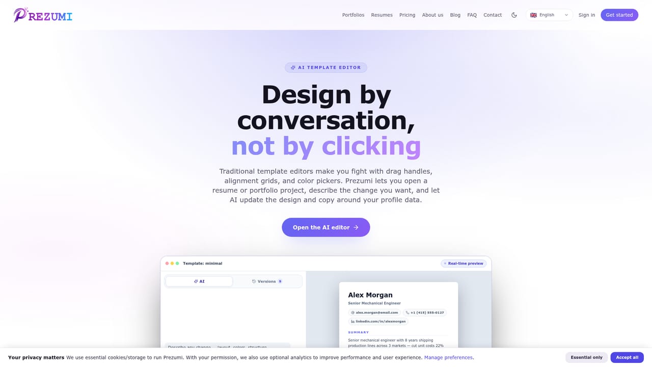 Prezumi — Refine with the AI editor