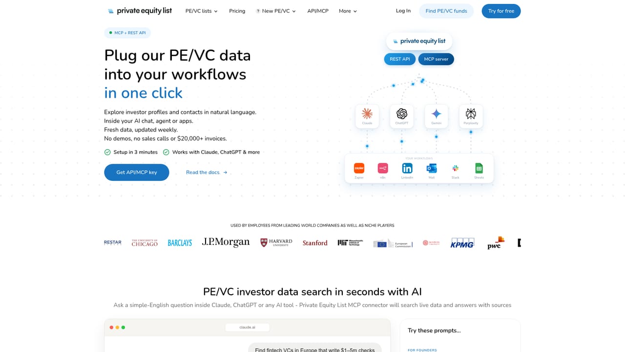 Private Equity List — Connect the data to AI tools or automation