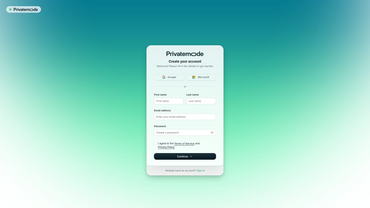 Privatemode AI — Create a Privatemode account