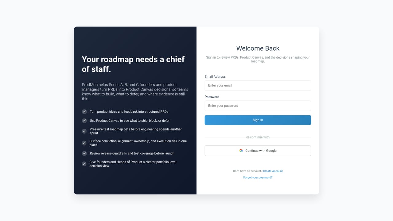ProdMoh AI — Create a free account to get the full PRD