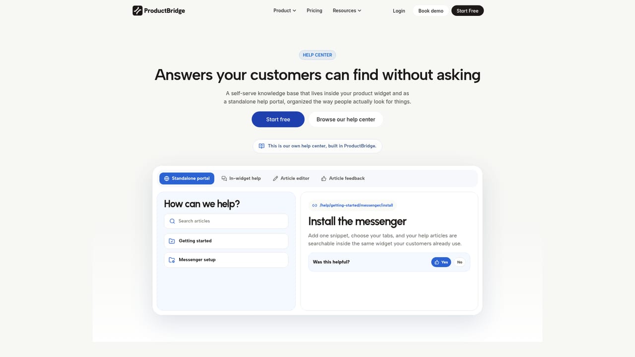 ProductBridge — Turn on support chat and the help center
