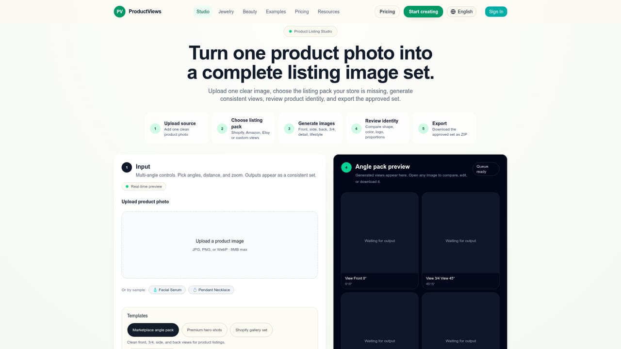 ProductViews — Upload a clean source photo