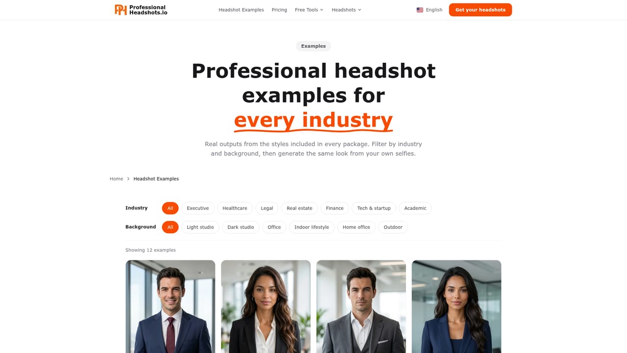Professional Headshot.io — Browse examples for your profession