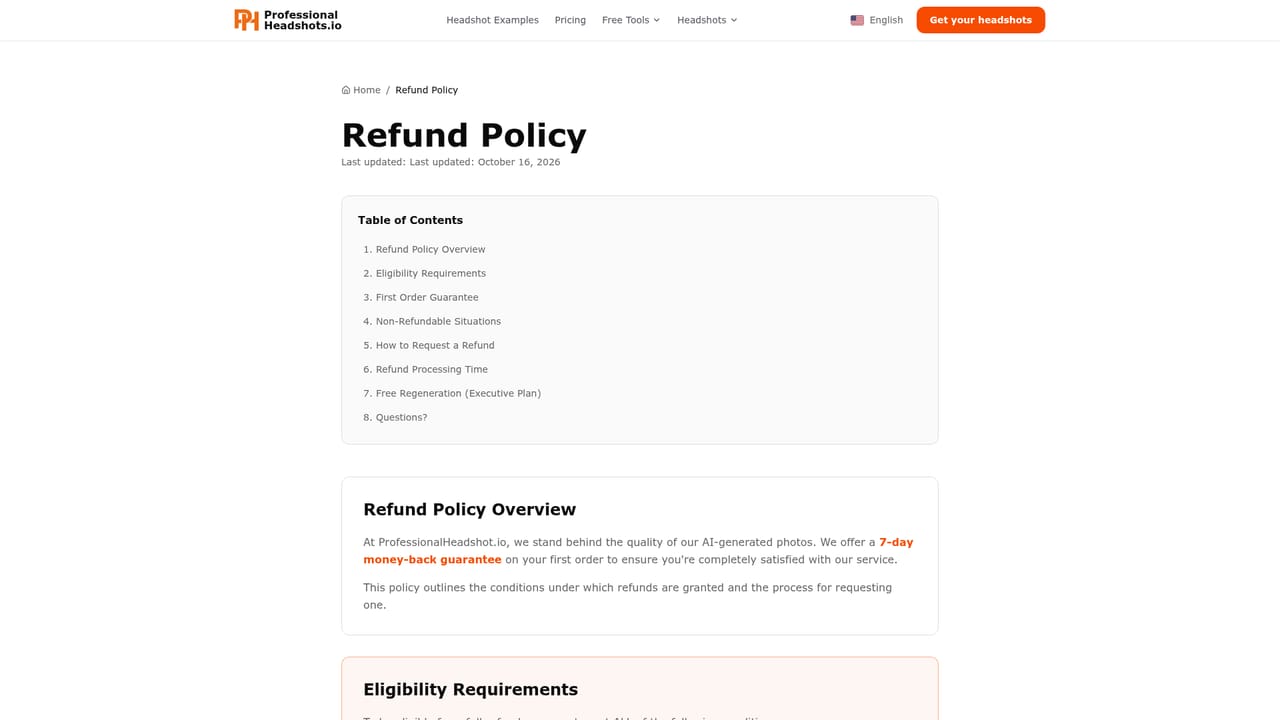 Professional Headshot.io — Check the refund terms if needed
