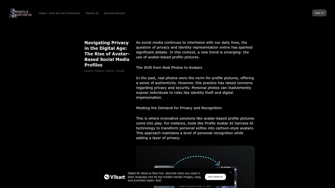 Profile Avatar AI — Read the privacy background