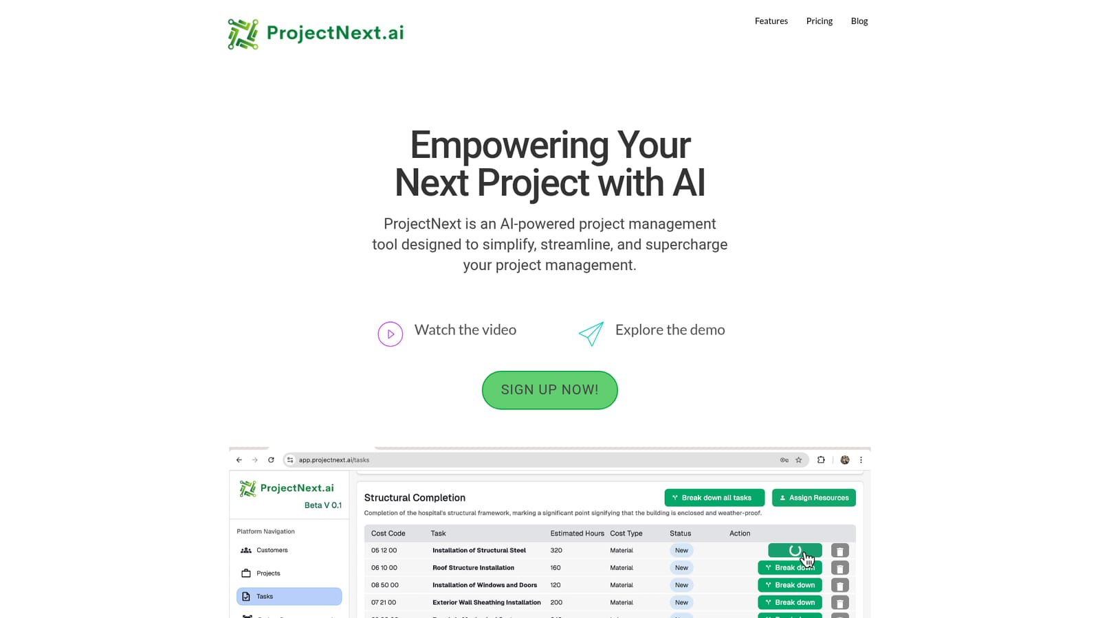 ProjectNext — Review the product demo