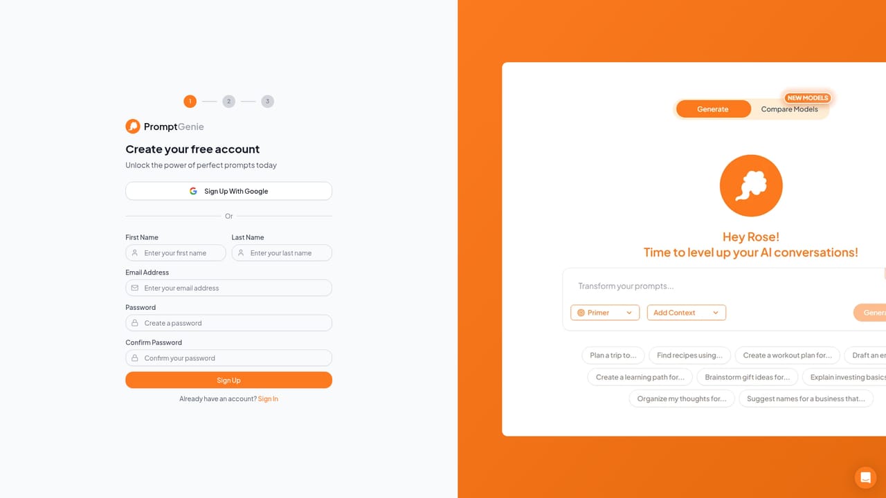Prompt Genie — Create a free account