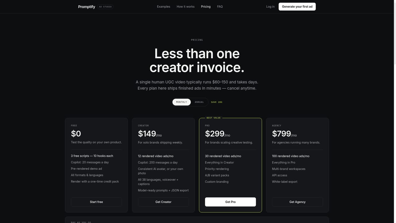 Promptify — Compare plans before scaling