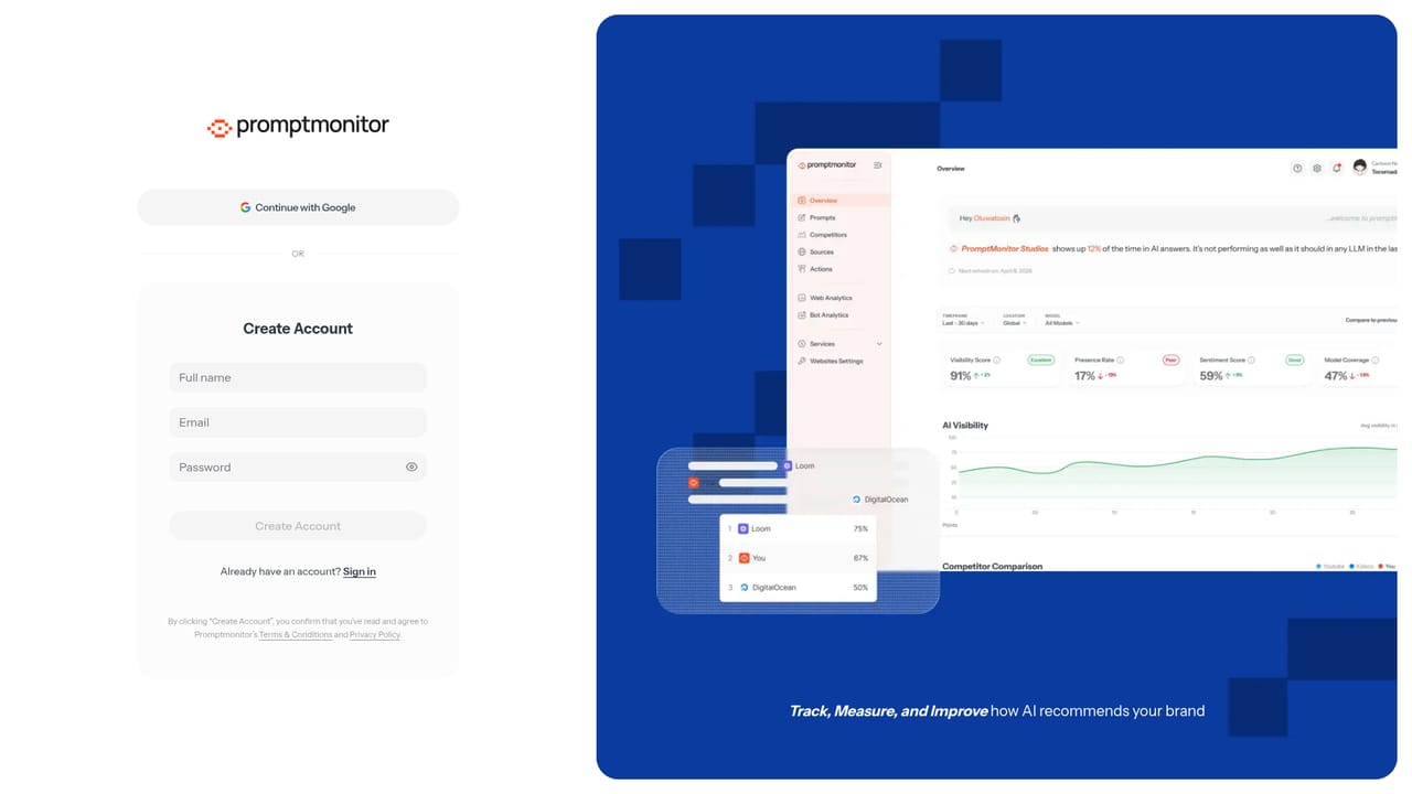 Promptmonitor — Create your account and start the trial
