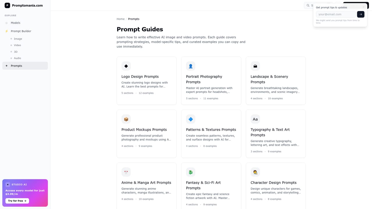 promptoMANIA — Pick a guide that matches your subject