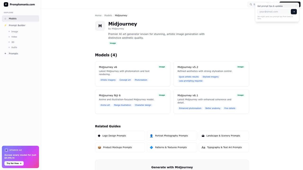 promptoMANIA — Read the model page for your target tool