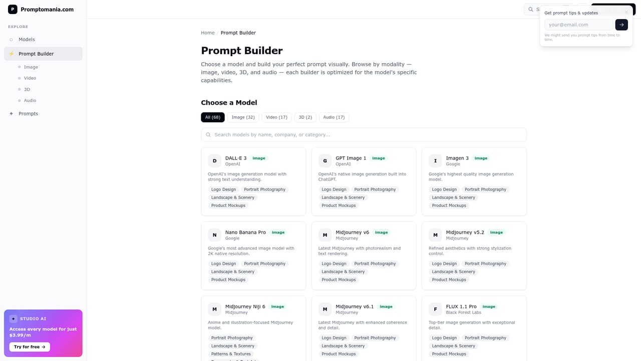 promptoMANIA — Assemble a prompt in the visual builder