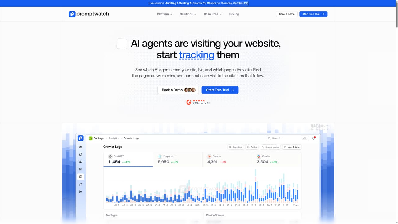 Promptwatch — Trace agents, citations and clicks
