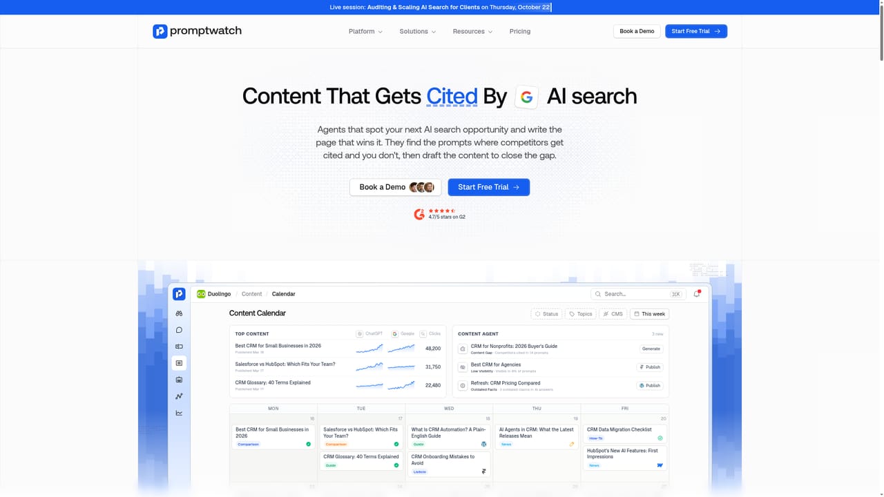 Promptwatch — Ship fixes with content agents and tasks