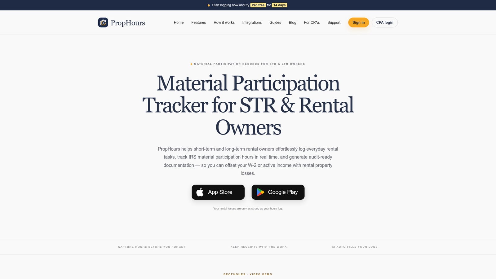 PropHours — Create your account and add a rental property
