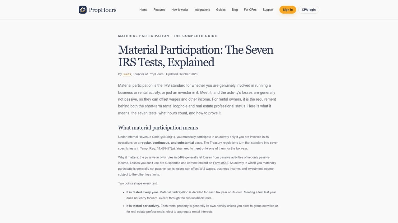 PropHours — Review progress against hour benchmarks